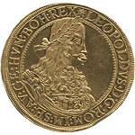 神聖ローマ　10ダカット　レオポルド1世　グラーツ鋳（UNC 2800万円）